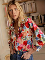 Women's Shirt Long Sleeved Shirt Casual Printed Flower Shirt