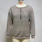 Women's Elegant Batwing Sleeve Half-Zip Top, Ribbed Texture Pullover For Casual To Formal Autumn Winter Wear