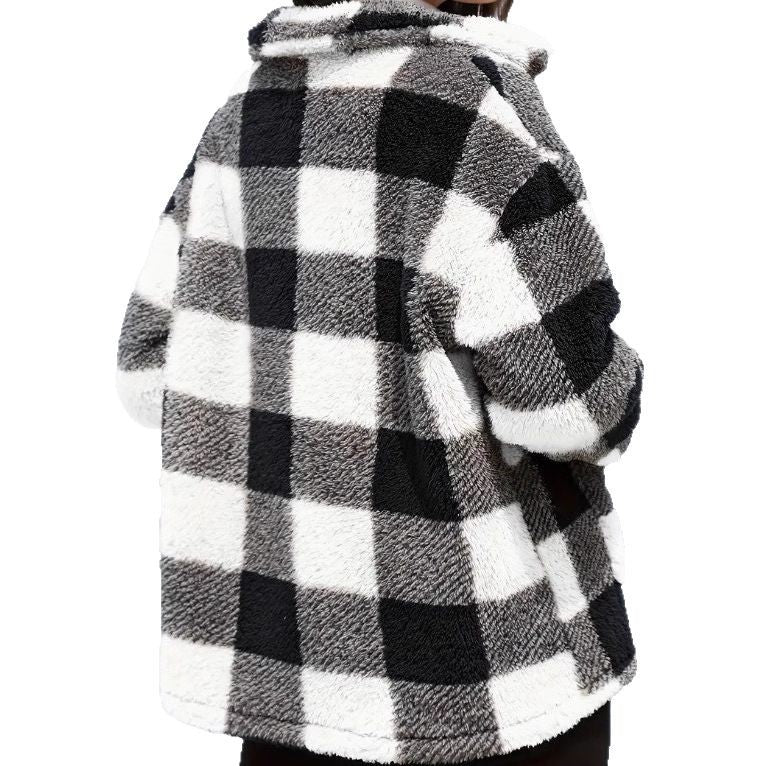 Women's Plaid Plush Long-sleeved Winter Fashion Casual Jacket