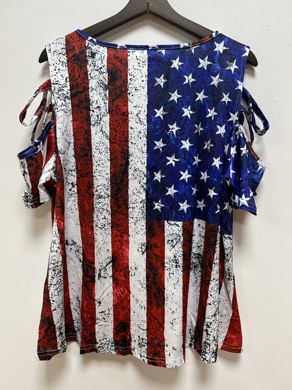 Self-pick-up Women'S Plus Zip Up Flag Print Short Sleeve T-Shirt Only Self-pickup Is Supported