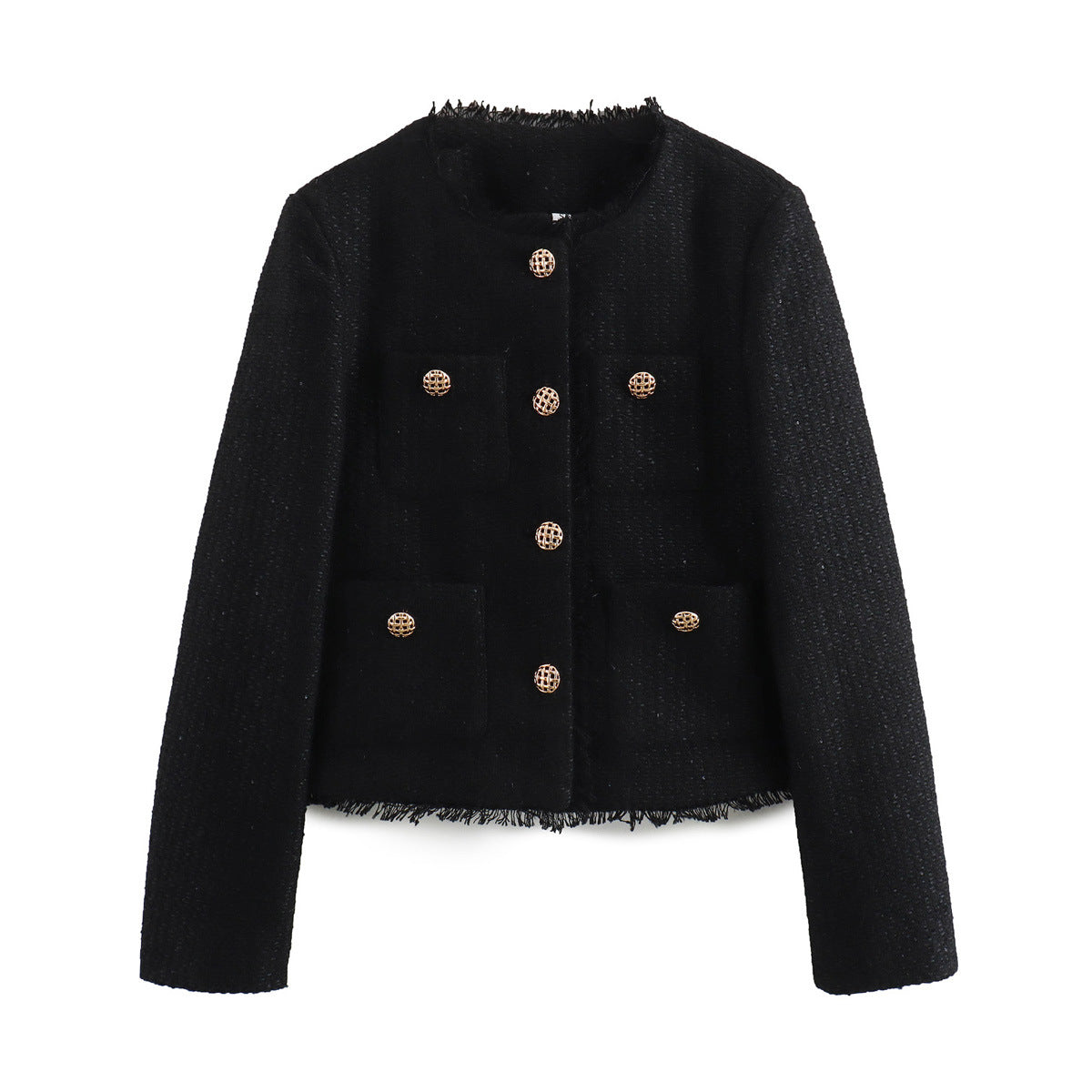 Women's Fashion Woolen Solid Color Casual Top Short Coat