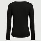 Women's Cut Out Ribbed Tee, Long Sleeve Fitted Sexy Casual Top