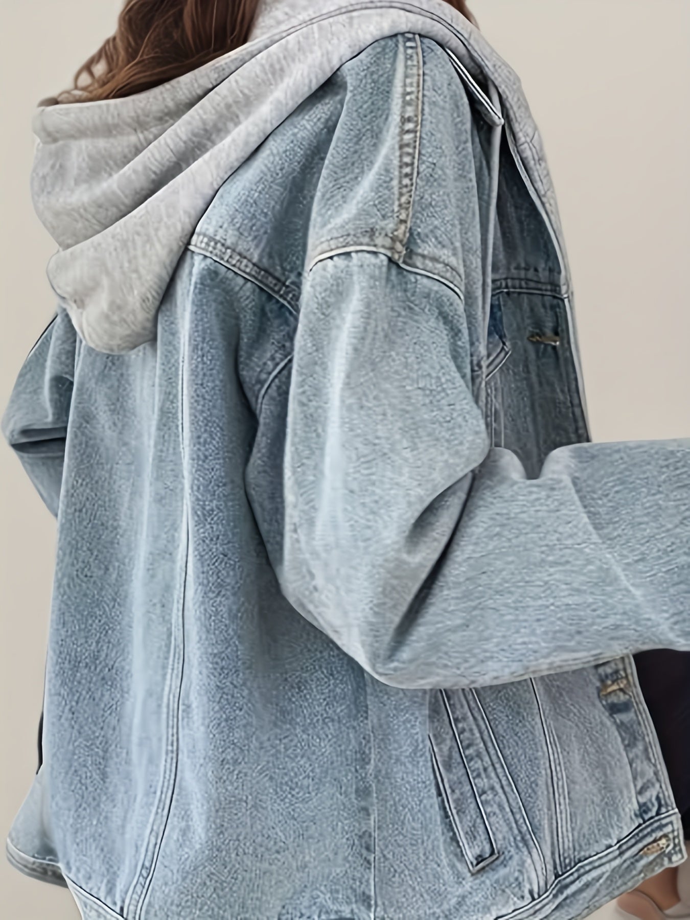 Women's Hooded Denim Jacket, Oversized Retro Denim Jacket, Elastic And Loose, Comfortable And Lightweight