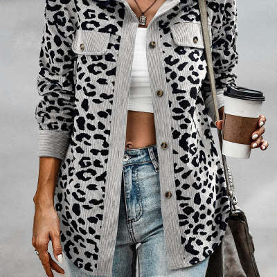 Women's Fashion Leopard Print Long Sleeve Jacket