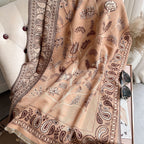 Women's Neck Warmer Office Blanket Cashmere-like Tassel Warm Scarf