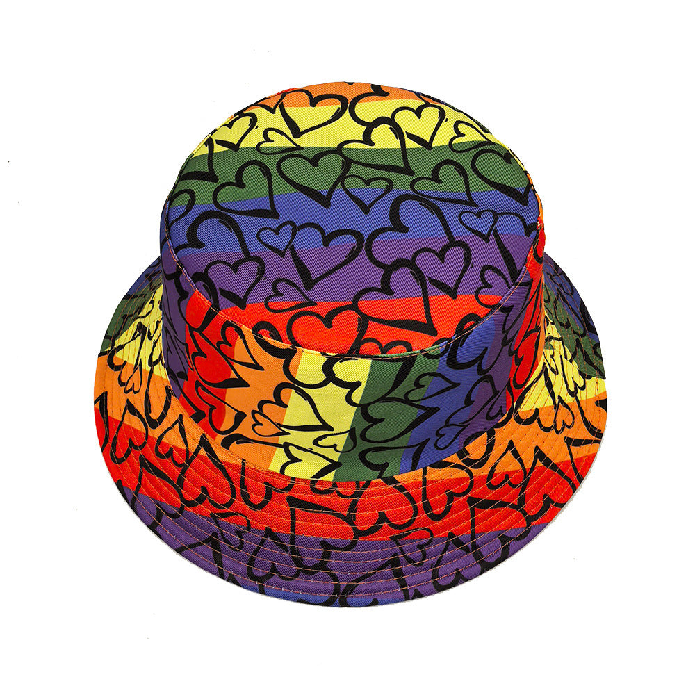 Love Color Matching Pattern Printing Bucket Hat