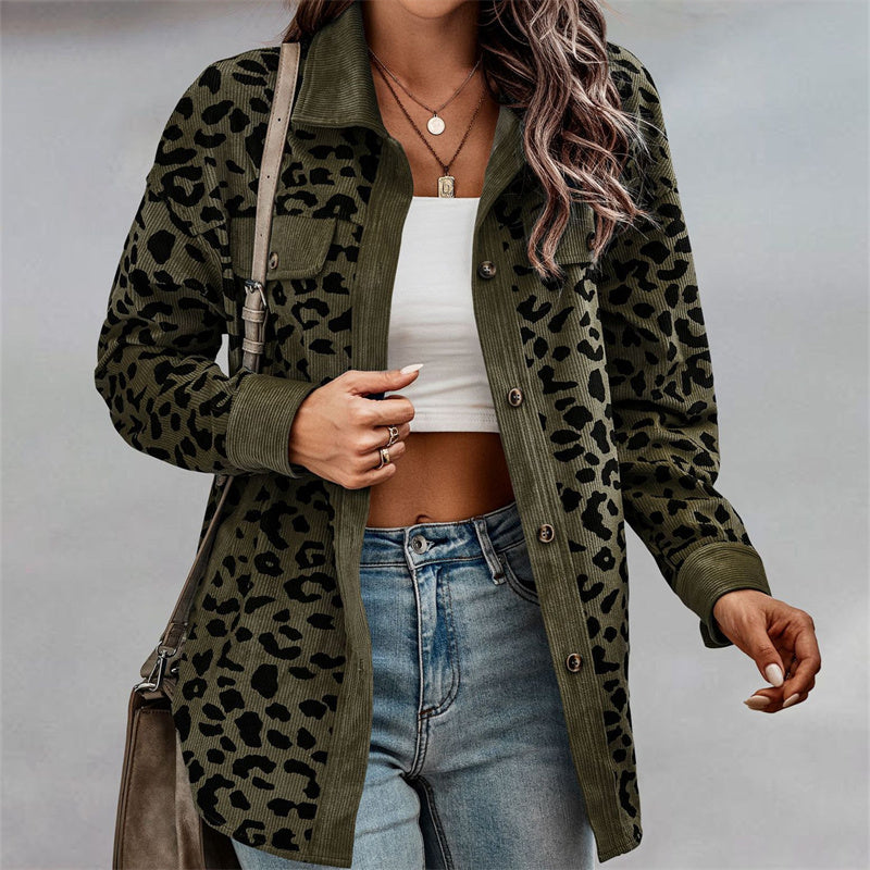 Women's Fashion Leopard Print Long Sleeve Jacket