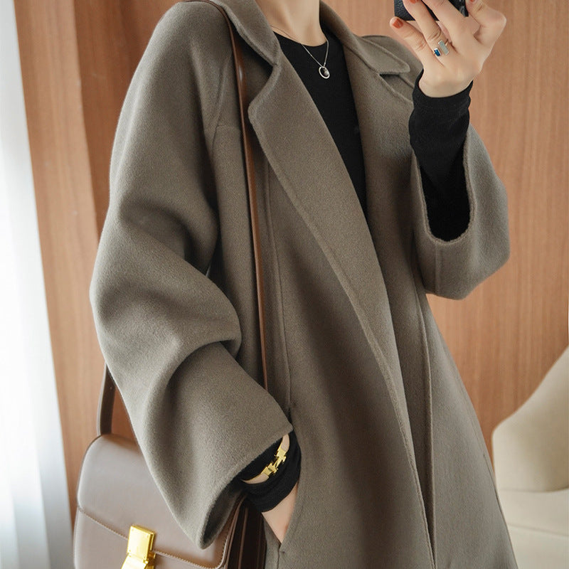 Reversible Cashmere Coat Women's Mid-length Loose Over Knee Coat