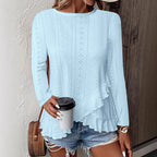Casual Solid Color Long Sleeve Round Neck