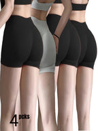 4-Pack Workout Yoga Shorts High-Waiste  Booty-Lifting Gym & Running