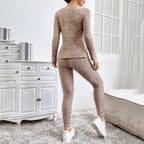 2 Piece Lounge Sets For Women Casual Pajamas Fall Fashion Outfits Long Sleeve Ribbed Knit Sweatsuits