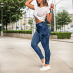 Multi-pocket High-stretch Mid-rise Zipper-hem Skinny Pencil Pants, Urban Style Women's Jeans And Clothing Cargo Jeans Amazon Don't Sell