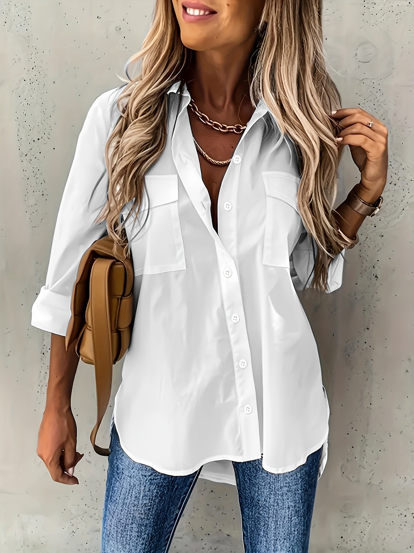 Large Size Two-piece Set Women's Long Sleeve Casual Shirt