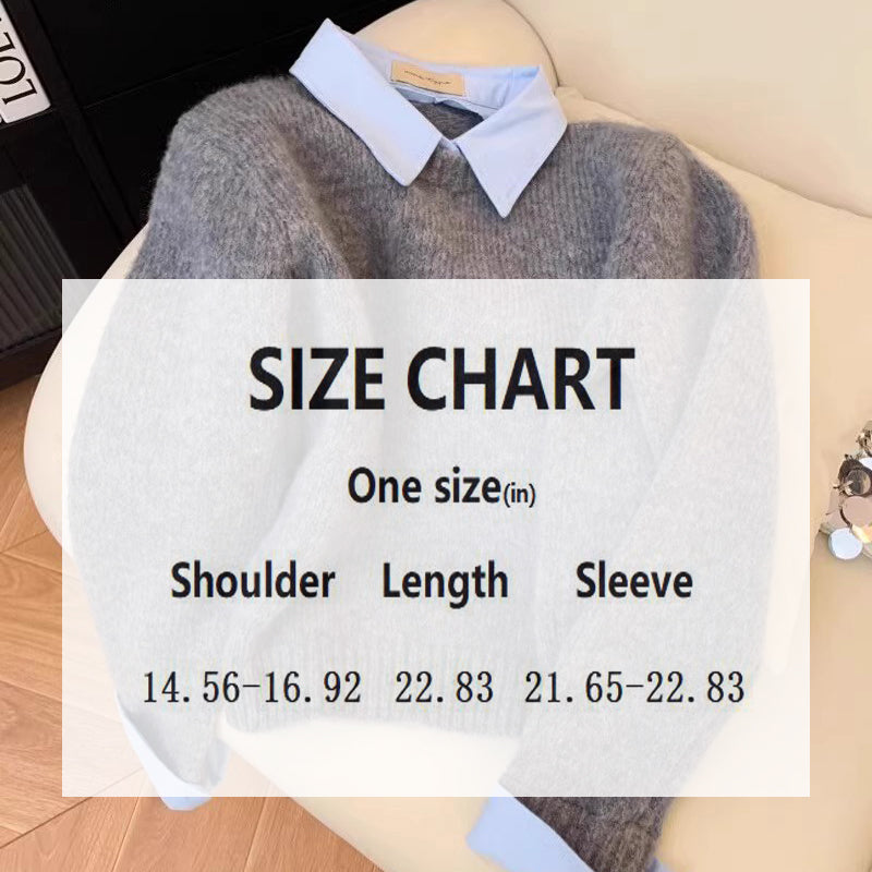 Women's Elegant Fake Two-Piece Sweater, Collared Long Sleeve Pullover With Button Detail For Versatile Layering