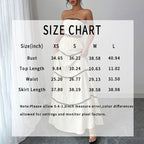 Women's Summer 2-Piece Set, Strapless Tube Top & Flared Ruffle Skirt