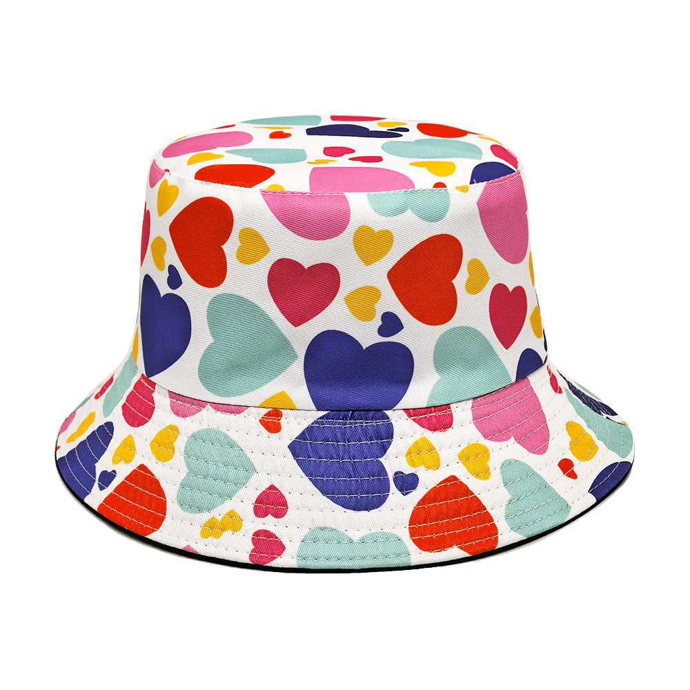Love Pattern Bucket Hat Women's European And American Valentine's Day Printing