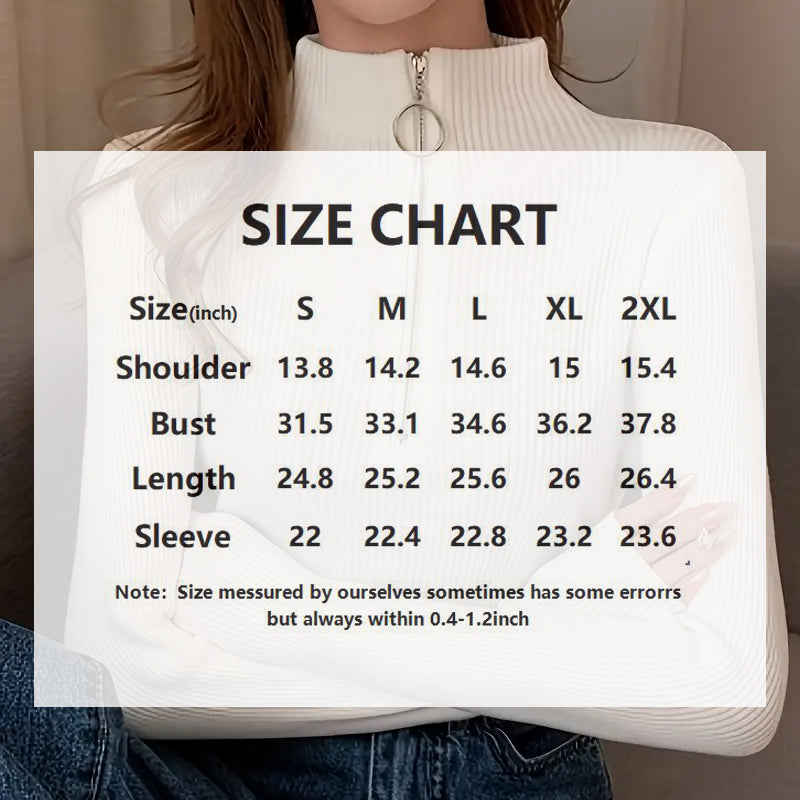 Women's Slim Fit Half-Zip Turtleneck Sweater, Long Sleeve Knit Top For Office And Casual Winter Wear