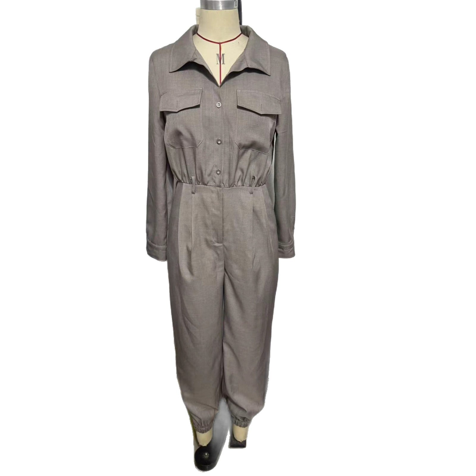 New Women's Long-sleeved Lapel Jumpsuit Women