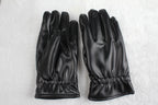 1Pair Unisex Black Leather Gloves Winter Warm Windproof High Quality Soft Gloves Outdoor Cycling Skiing Running Motorbike Gloves