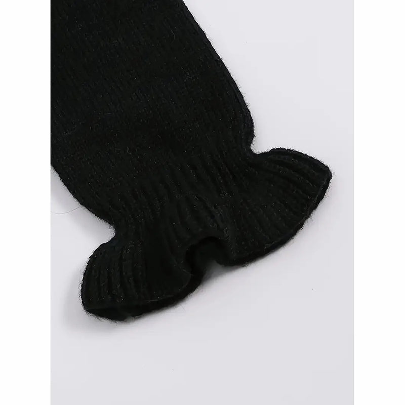 Women's Long Sleeve Ruffle Sweaters V Neck Lightweight Knitted Pullover Sweater Tops