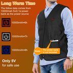 1Pc Heat Jacket Vest 3 Heating Gear Adjustable USB Heated Vest Warm Heat Coat Vest With 5 Heating Zones For Men Women Winter Outdoor Activity