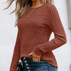 Women's Hollow Out Pullover - Soft Lightweight Long Sleeve Top For 2025 Spring Fall Outfits