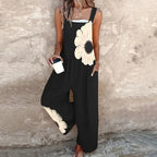 Women's Square Neck Sleeveless Jumpsuit - Floral Print Romper For Spring & Summer Casual Wear