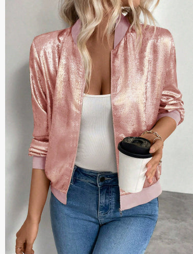 Thin Coat With Zip Slim Fit Slimming Casual Jacket Top