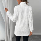 Women's Elegant Turtleneck Sweater, Solid Color Long Sleeve Knit Top With Slit Hem For Spring Fall Wear