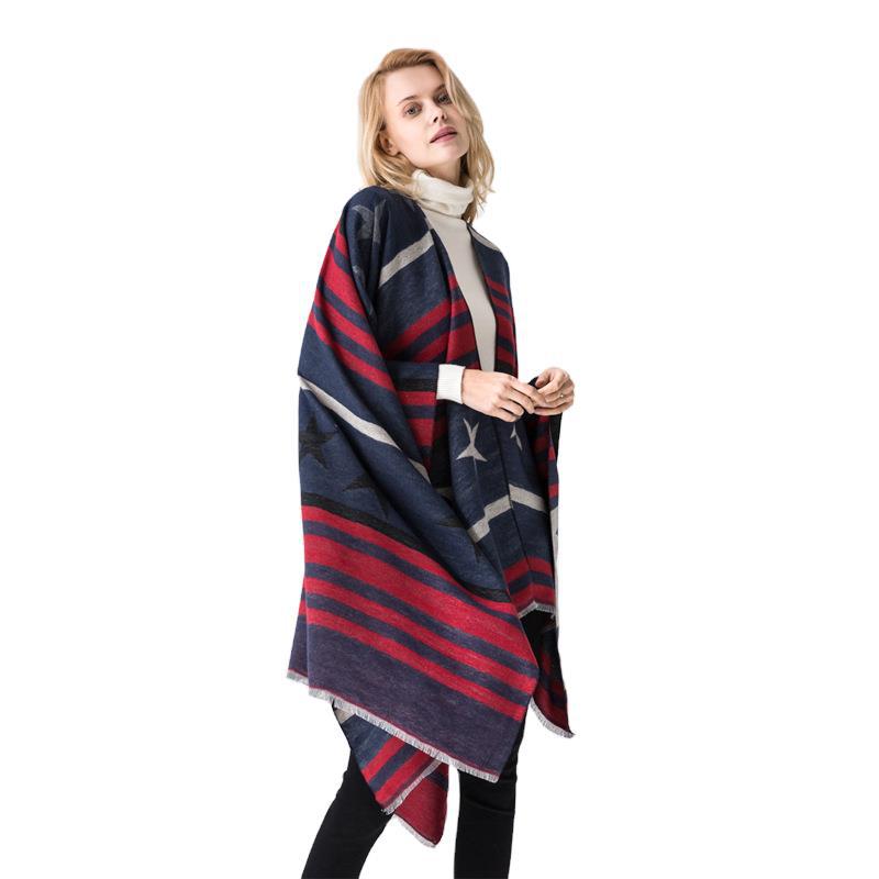 Cashmere Cape Split Shawl Air Conditioning Blanket