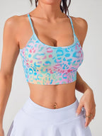 Women's Summer New Cross Thin-Strap Floral Print Daily Sports Bra