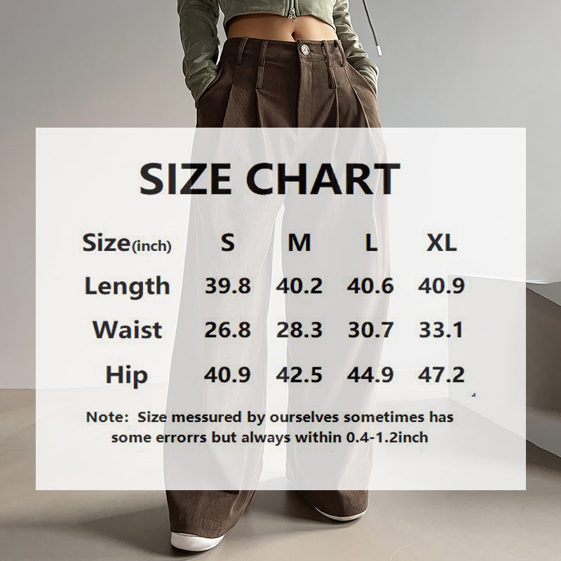 Women's Solid Color High-Waisted Pleated Pants, Wide Leg Trousers With Pockets For Casual Spring And Fall Wear