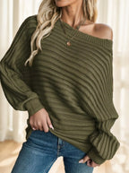 A Solid-color Long-sleeved Shirt With A Large Collar For Ladies