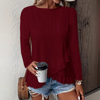 Casual Solid Color Long Sleeve Round Neck