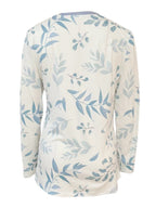 Spring And Autumn New Style Buttoned Leaf Printed Casual Long Sleeve T-Shirt