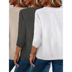 Womens 3-Pack V Neck Long Sleeve T Shirts Casual Loose Fit Fall Tops Trendy 2025