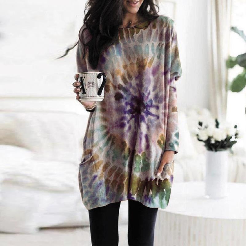 Women's Printed Spiral Batwing Sleeve Sweatshirt