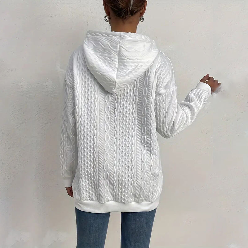 Womens Hoodies Casual Long Sleeve Drawstring Textured Pullover Tops Loose Hooded Sweatshirt