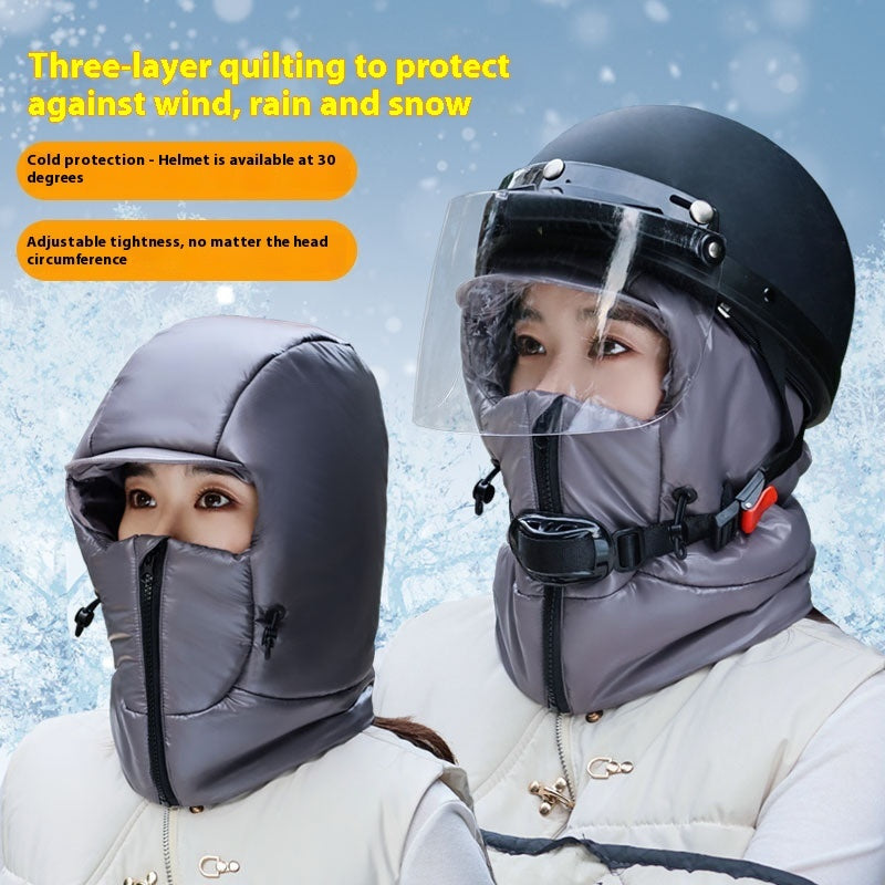 Winter Warm Hat Female Cycling Electric Car Face Care Ear Protection Scarf