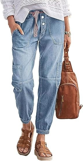 Women's High-Waist Lace-Up Jeans, Wide-Leg Full-Length Jeans With A Sexy Corset-Style Side Lacing, Statement Denim For Parties And Festivals.