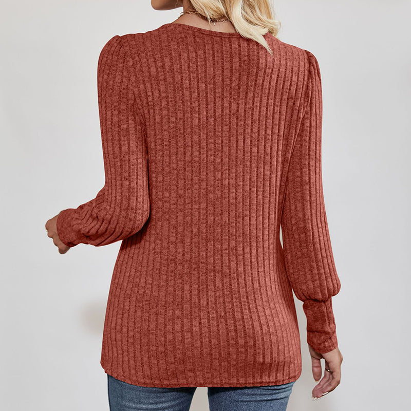 Women's Square Neck Tunic Top - Loose Fit Side Slit Long Sleeve Blouse With Button Decor