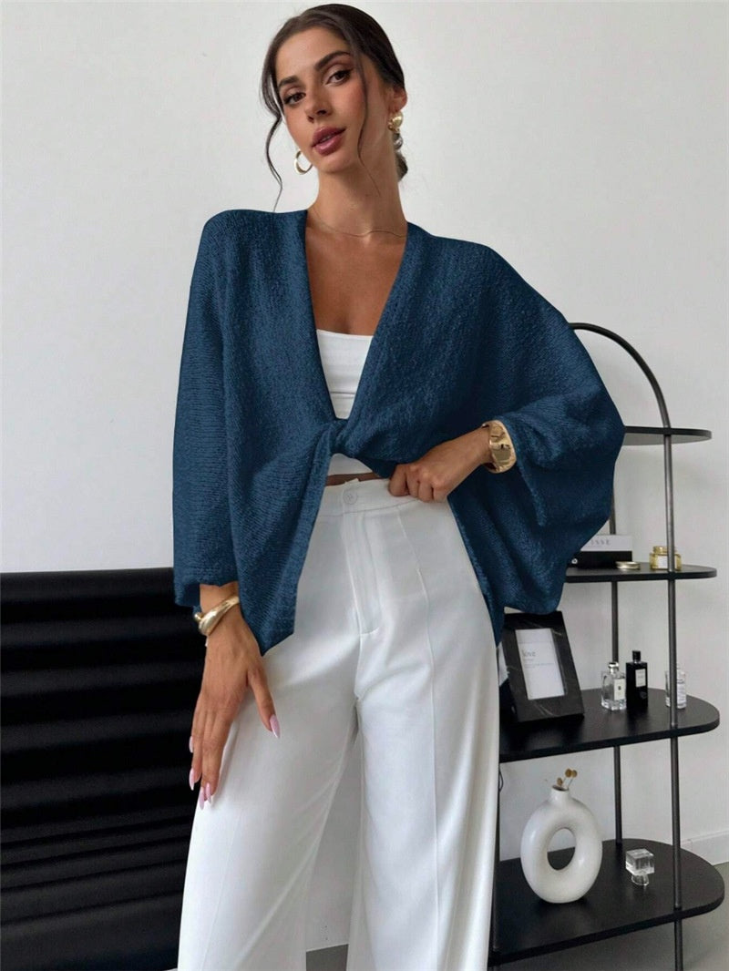 Women's Cross Deep V-neck Loose Elegant Simple Sweater