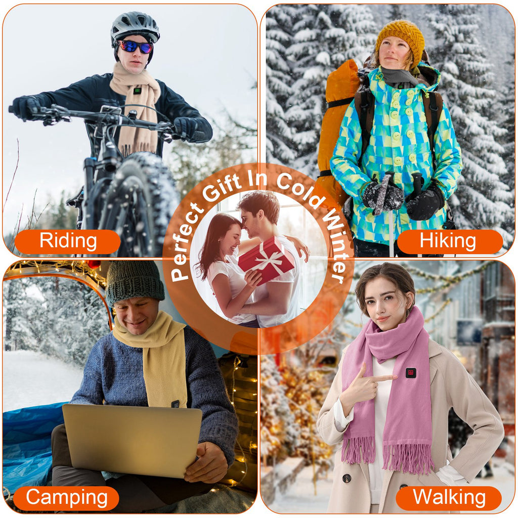 1Pc Electric Heated Winter Scarf USB Heating Neck Wrap Unisex Heated Neck Shawl Soft Warm Scarves 3 Heating Modes For Outdoor Cycling Skiing Skating