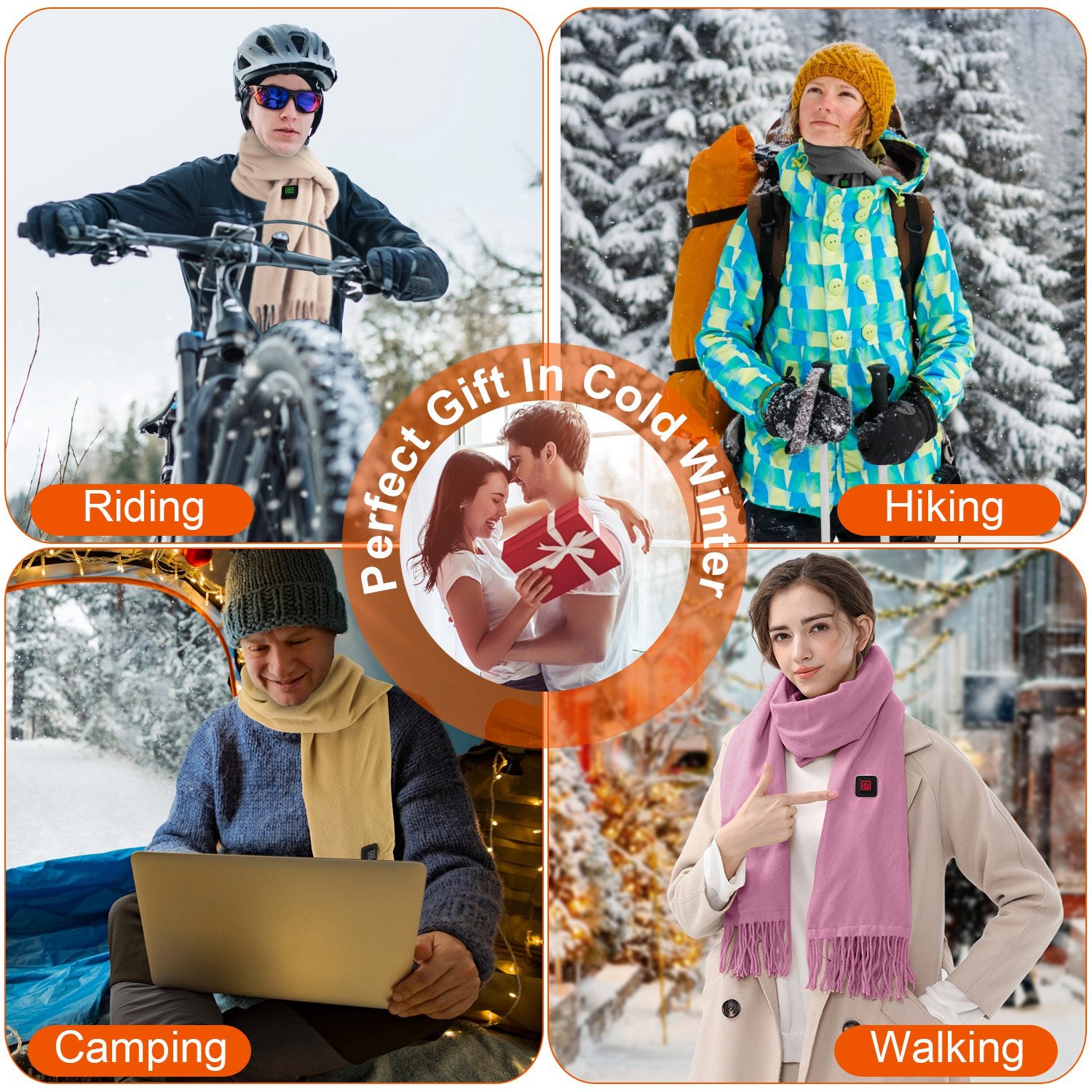 1Pc Electric Heated Winter Scarf USB Heating Neck Wrap Unisex Heated Neck Shawl Soft Warm Scarves 3 Heating Modes For Outdoor Cycling Skiing Skating