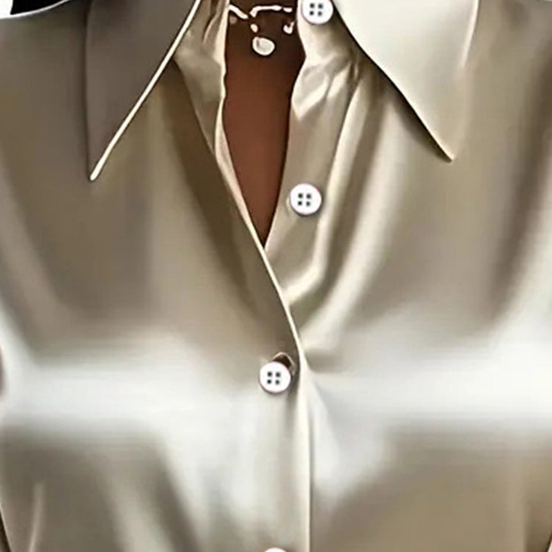 Women's Puff Sleeve Button Down Blouse, Ruffle Detail Dressy Casual Work Top