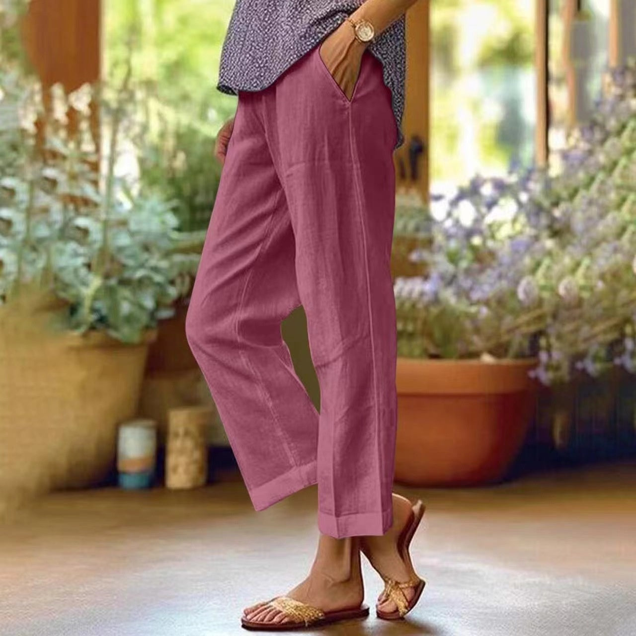 Women's Loose And Simple Solid Color Fashion Casual Pants Straight-leg Trousers