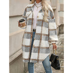 Lapel Colorblock Plaid Jacket New Design Sense Padded Coat Women's Clothing