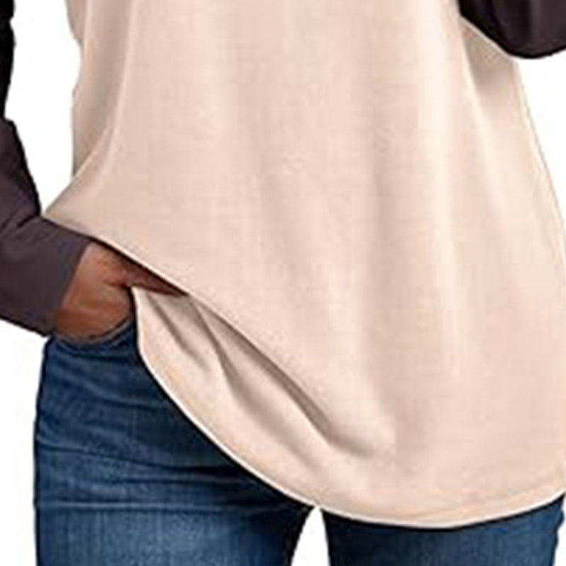 Women's Color Block Raglan Tee, Long Sleeve Crewneck Casual Top For Spring Fall