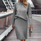 Women's Two Piece Set - Pullover Sweater & Bodycon Skirt Cozy Outfit