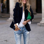 Women's Solid Color Notch Lapel Blazer - Slim Fit Long Sleeve Formal Jacket, Autumn&Winter Elegant Office Wear